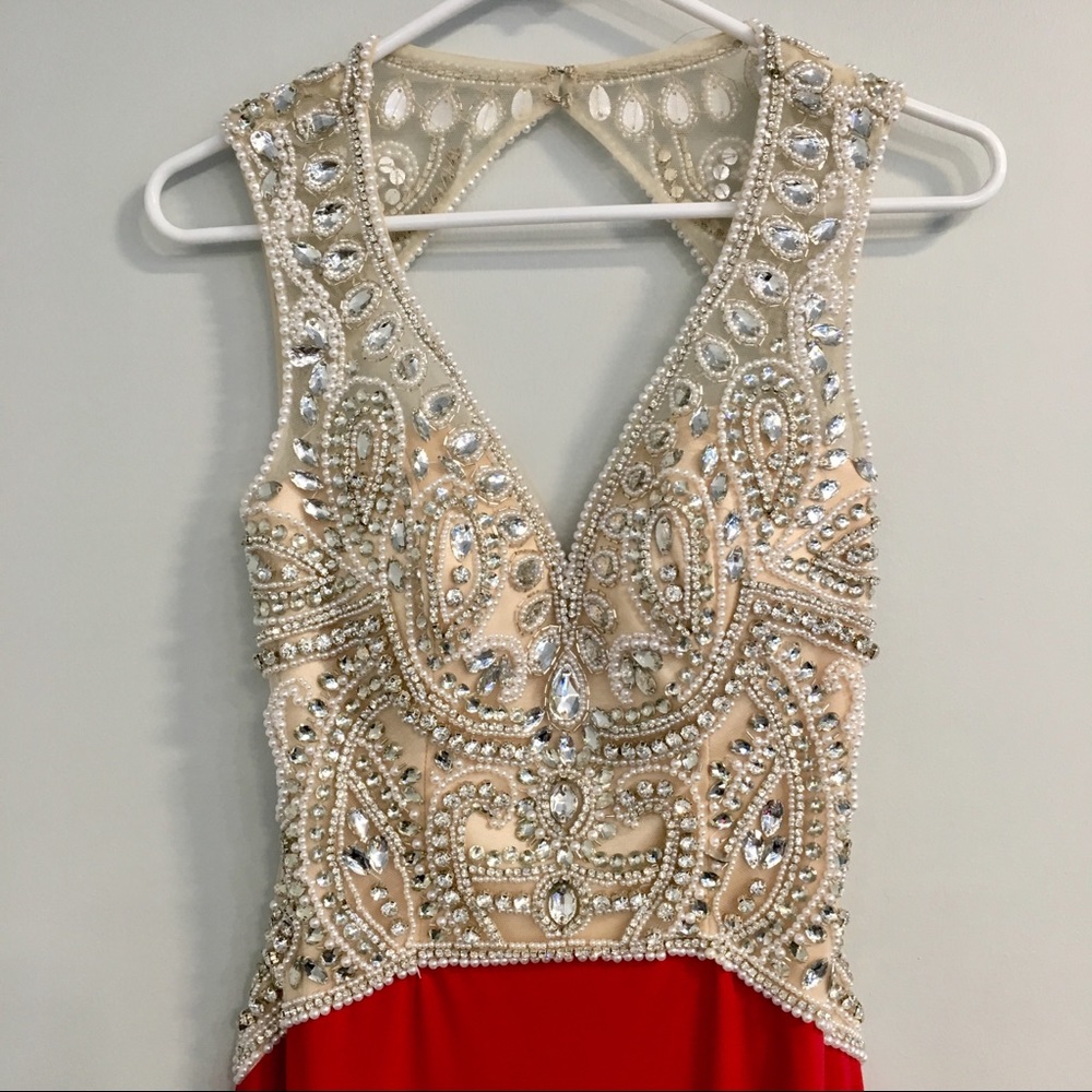 Red Beaded Nina Canacci  Gown